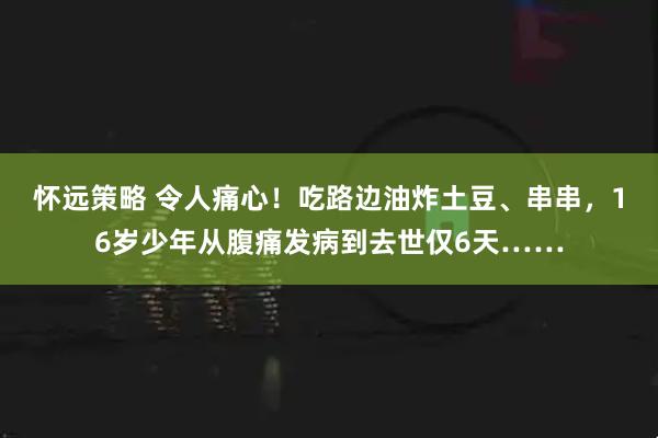 怀远策略 令人痛心！吃路边油炸土豆、串串，16岁少年从腹痛发病到去世仅6天……