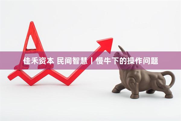 佳禾资本 民间智慧丨慢牛下的操作问题